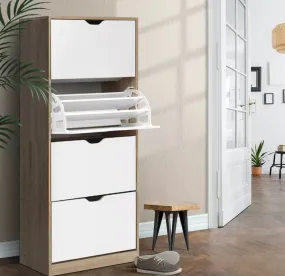 48 Pairs 4 Level Simple Stylish Shoe Cabinet Rack Organizer Storage Shelf Wooden